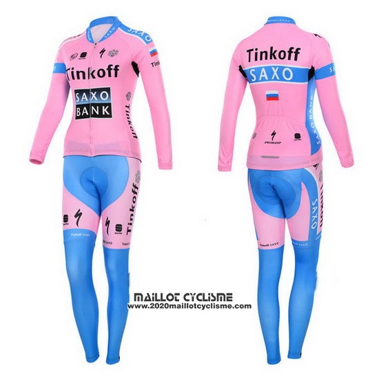 2015 Maillot Ciclismo Femme Saxo Bank Fuchsia Manches Longues et Cuissard
